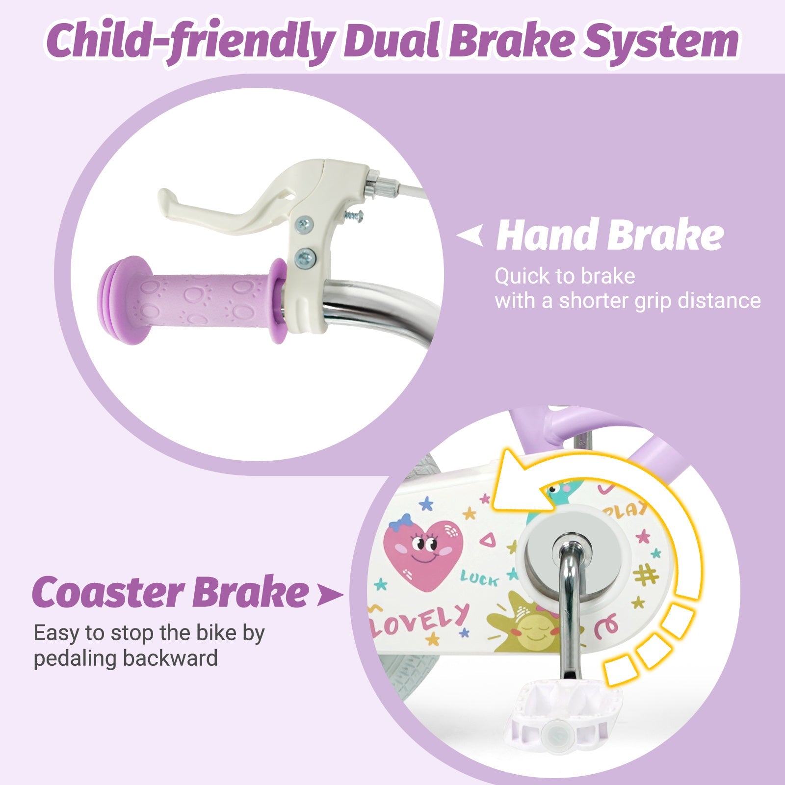 Kids Bike 12-18 Inch with Training Wheels - Purple