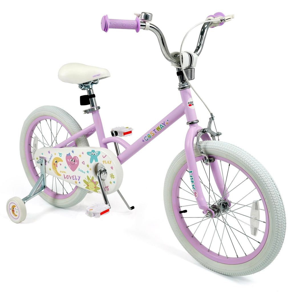 Kids Bike 12-18 Inch with Training Wheels - Purple