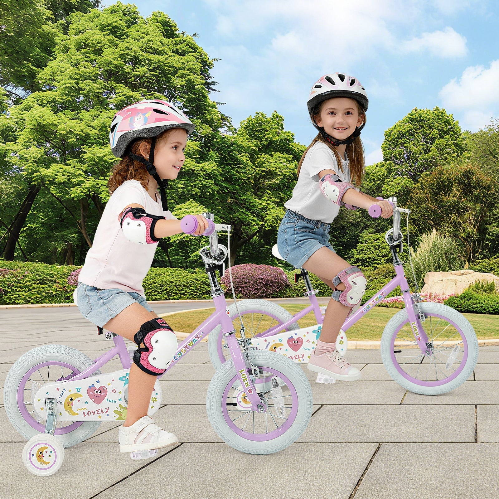 Kids Bike 12-18 Inch with Training Wheels - Purple