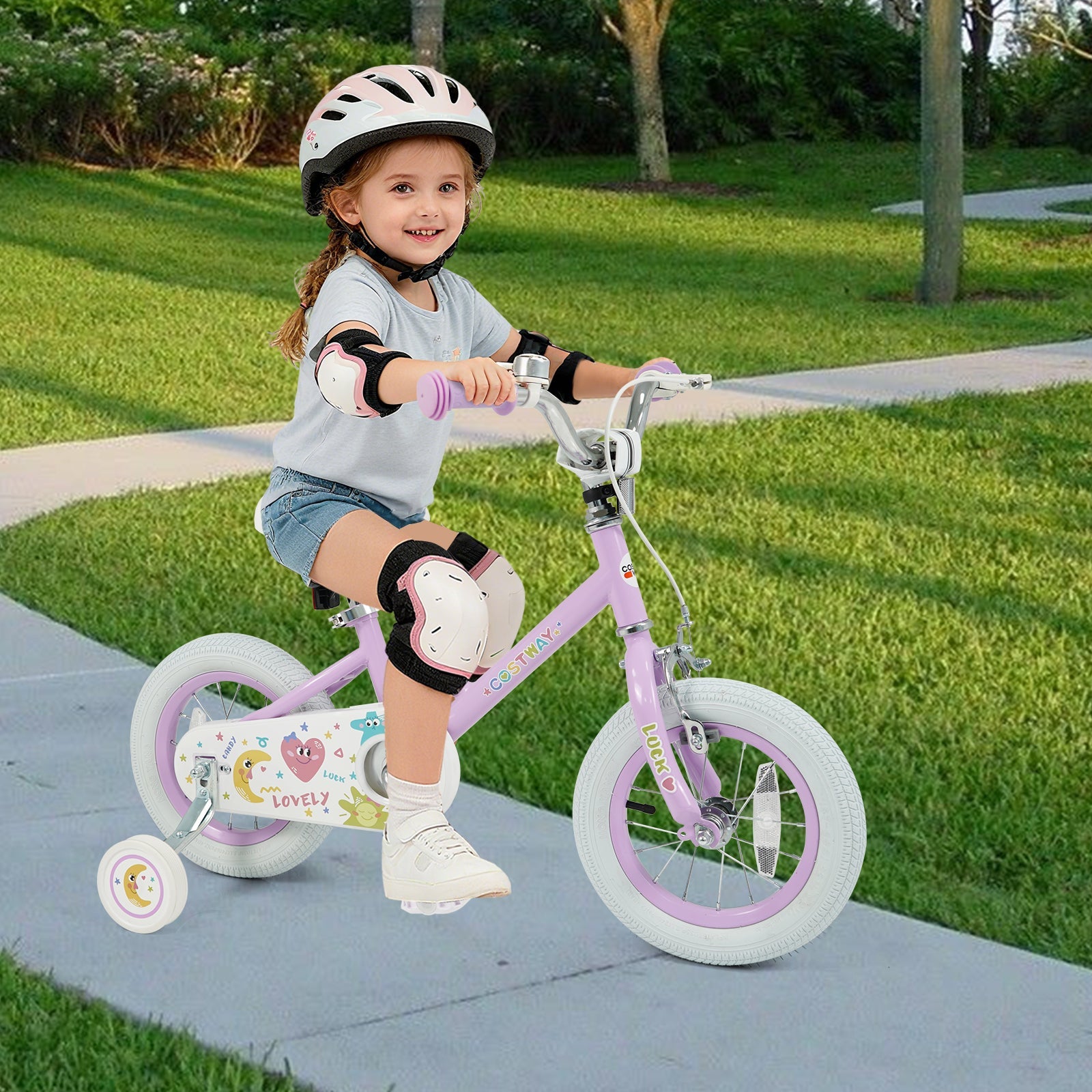 Kids Bike 12-18 Inch with Training Wheels - Purple