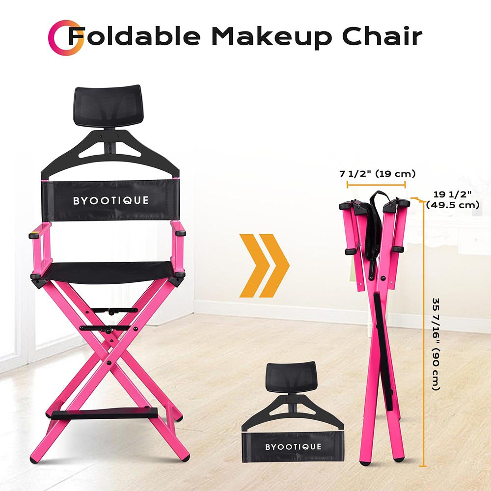 Byootique Makeup Directors Chair 28in.Tall Highback with Headrest Options