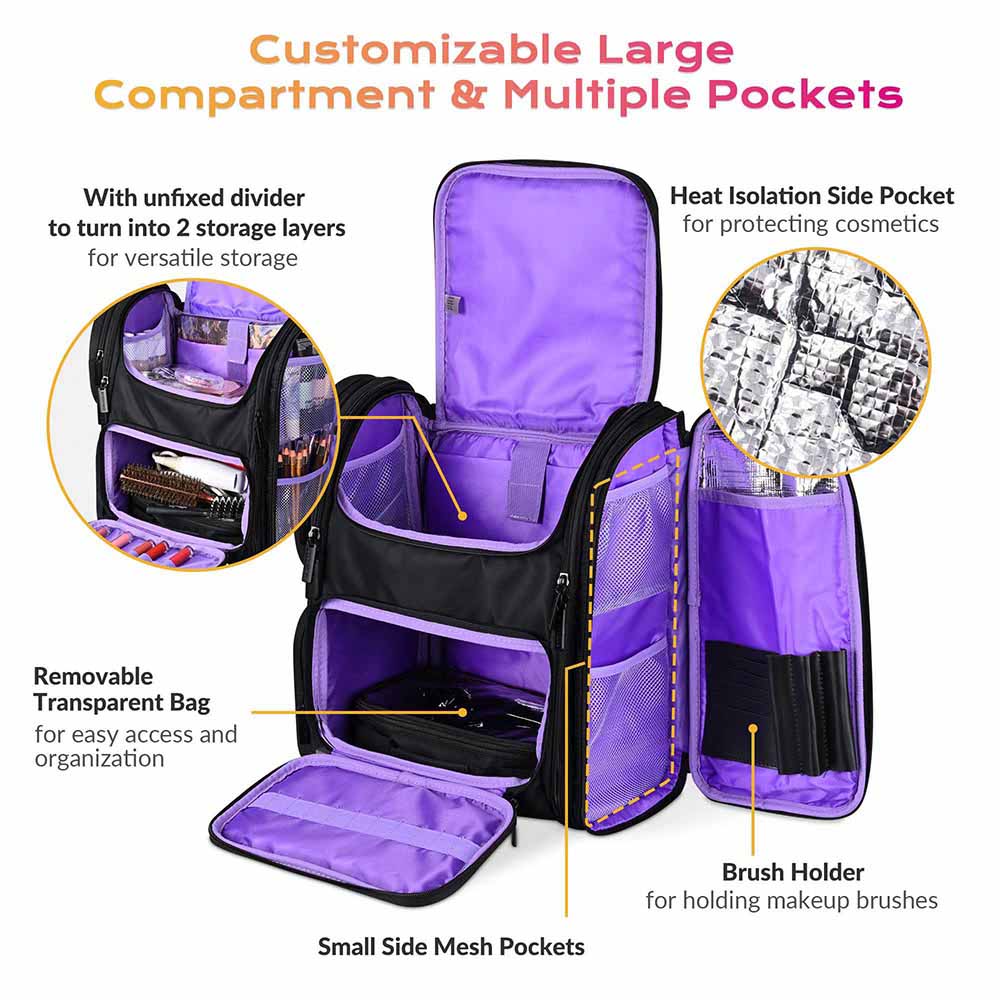 Byootique Pro Artist Makeup Barber Bag Backpack Travel