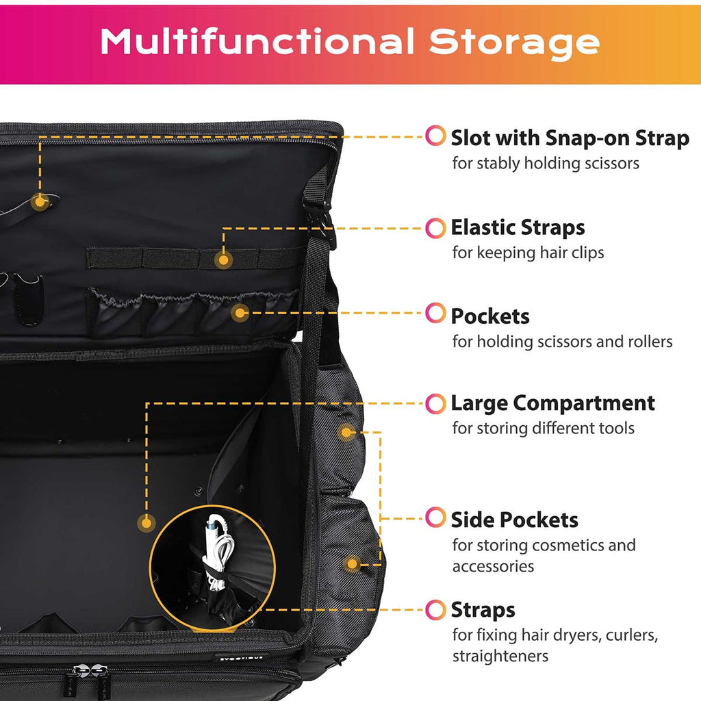Byootique Cosmetology Hair Stylist Rolling Case with Backpack