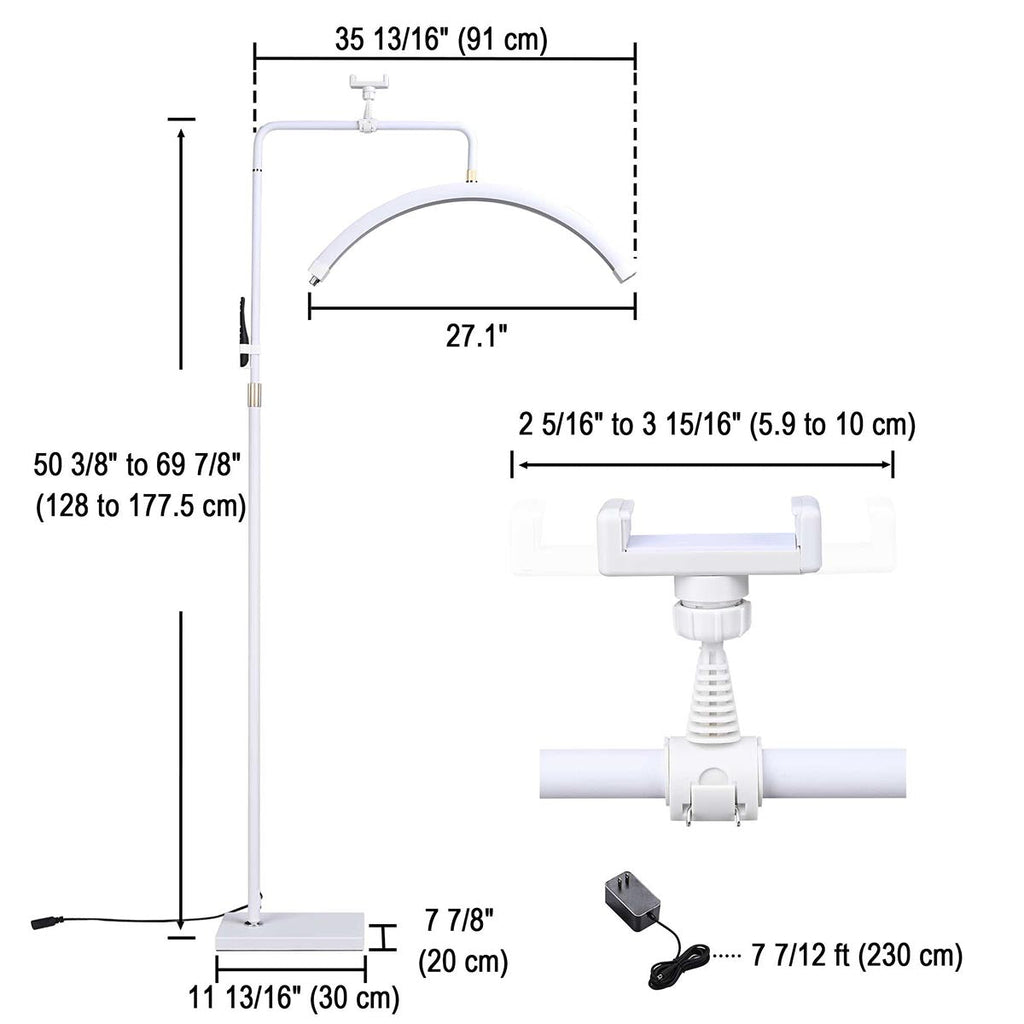 Yescom 28in Half Moon Light Adjustable Eyelash Tattoo Floor Lamp