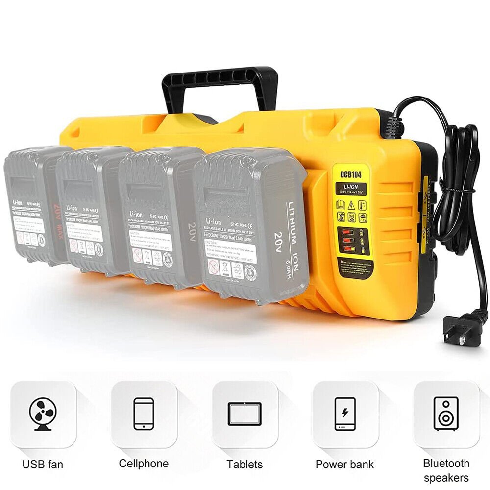 12v 18v 20v Multi-Port Fast Charger New for DEWALT Li-Ion Batteries DCB104