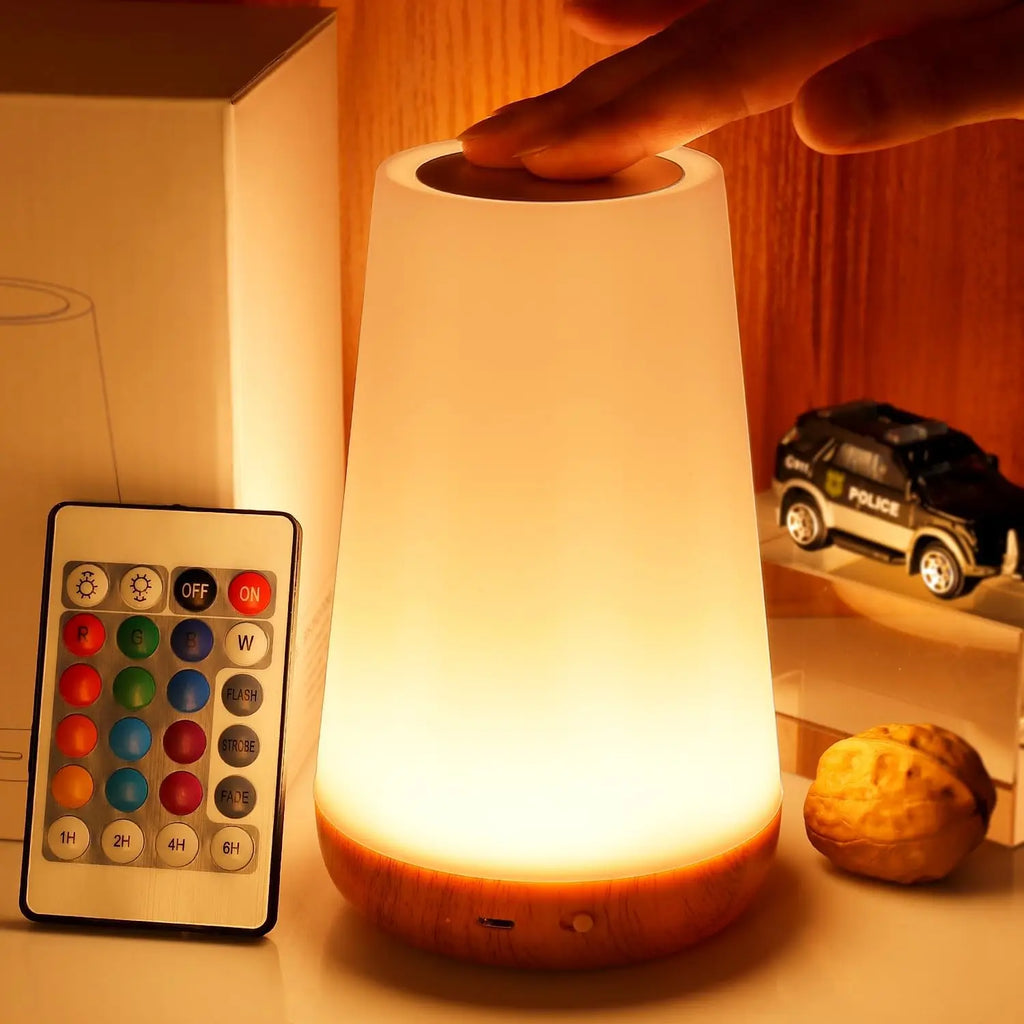 13 - Color Touch & Remote RGB Rechargeable Night Light - Dimmable USB Portable Bedside Table Lamp - PhishStones Products