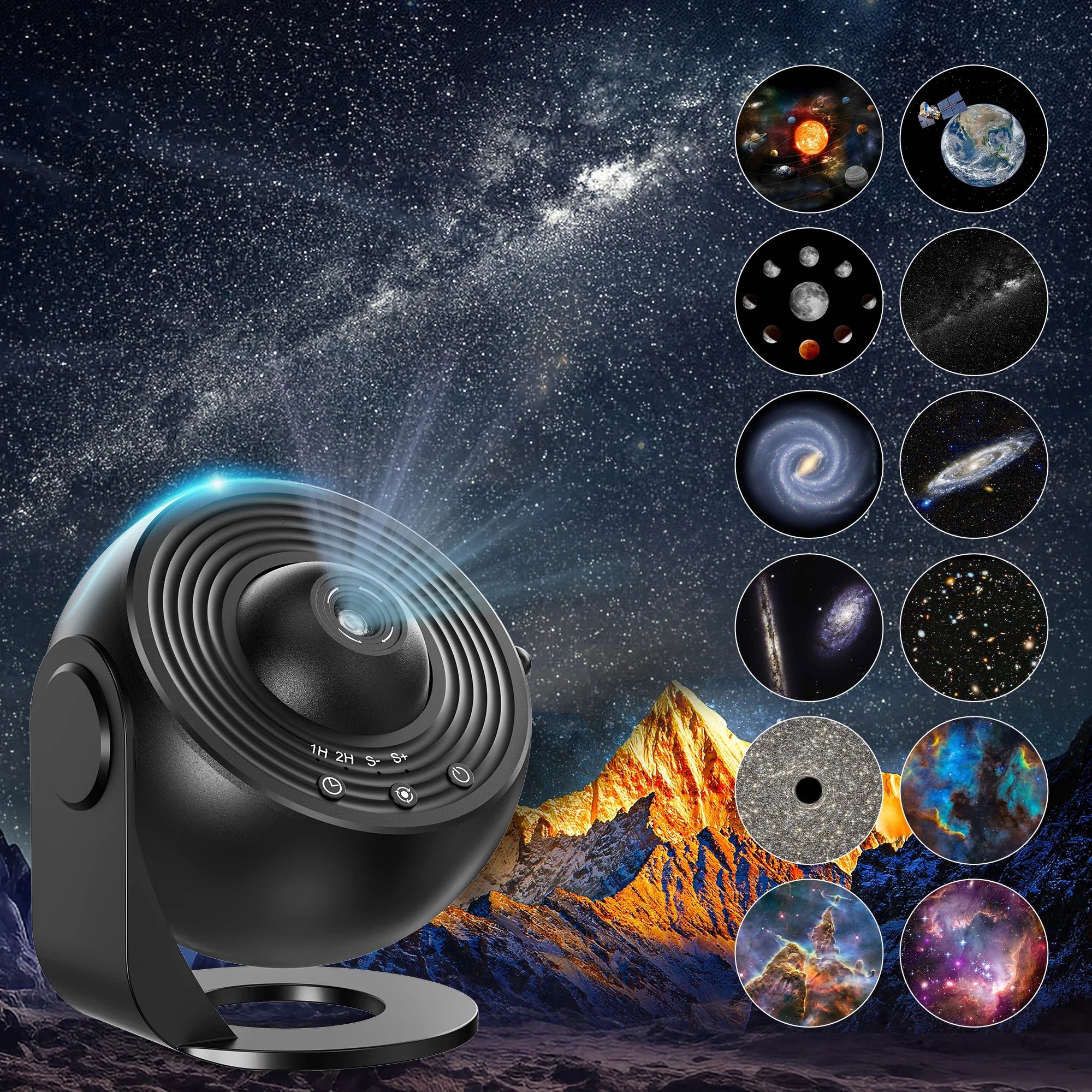 13 - in - 1 Galaxy Star Projector LED Night Light HD 360° Rotating Planetarium with 13 Discs & Timer for Kids and Adults - PhishStones Products