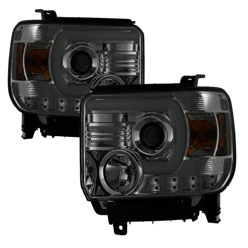SPYDER GMC Sierra 14-16 Projector Headlights Light Bar DRL Smke PRO-YD-GS14V2-LBDRL-SM 5080875