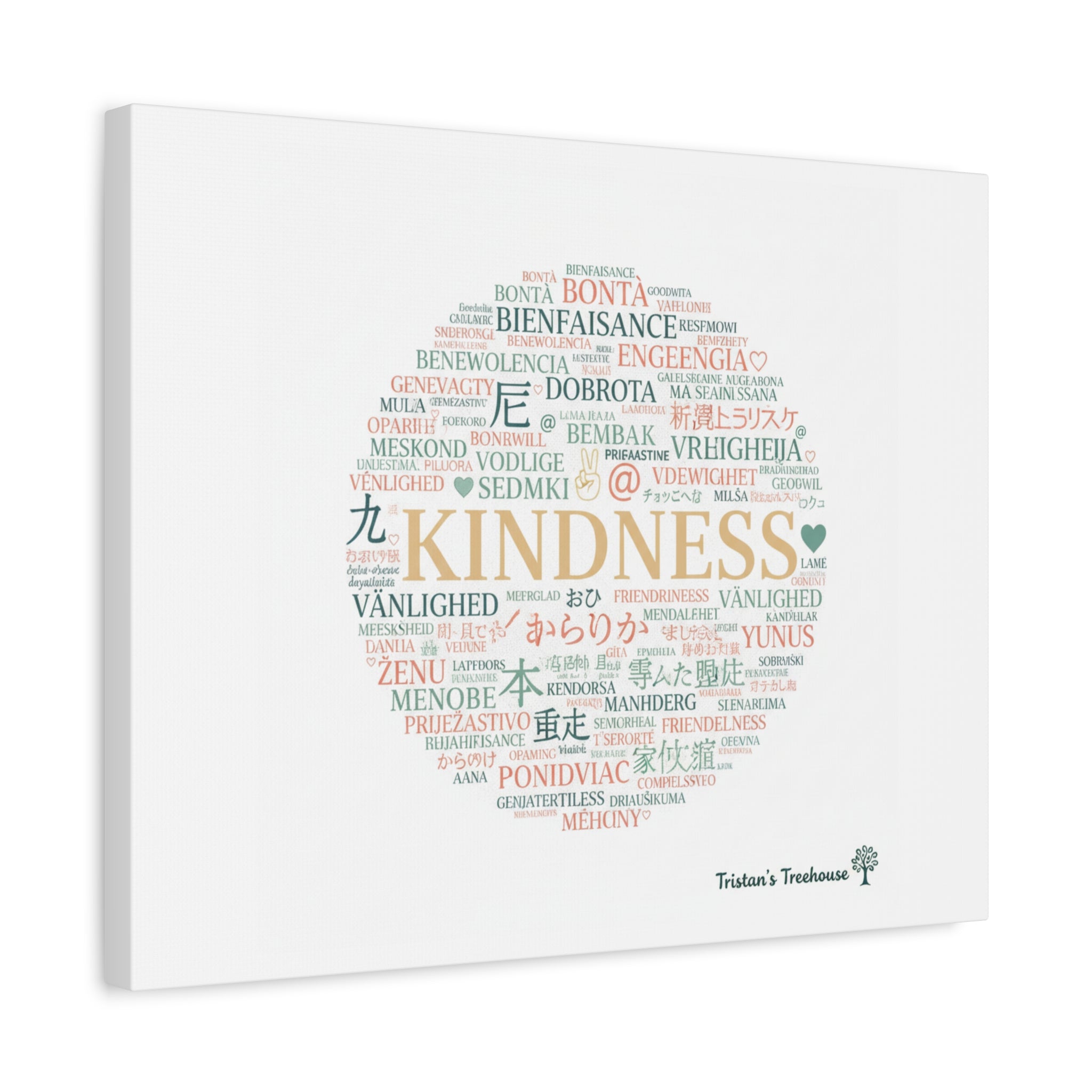 Kindness Word Cloud Canvas | Fresh Start Minimalist Wall Art
