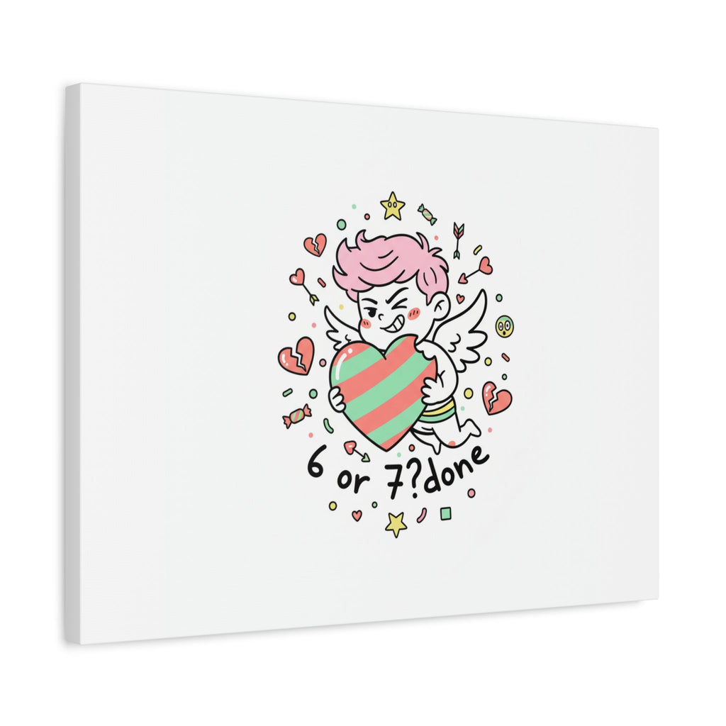 Weird Cupid heart illustration Canvas | Weird Valentine, quirky chaotic love