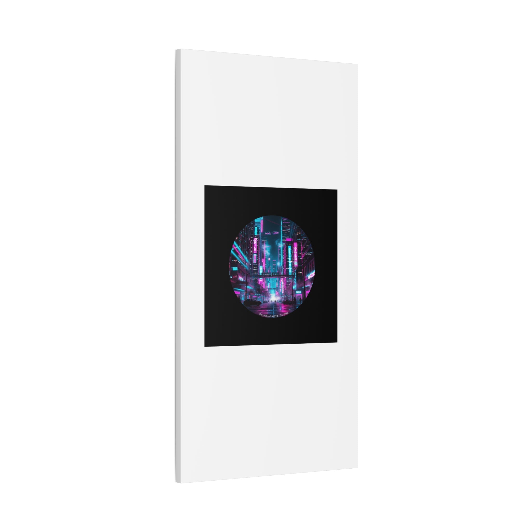 Neon Cyberpunk Cityscape Canvas | synthwave skyline, future city art