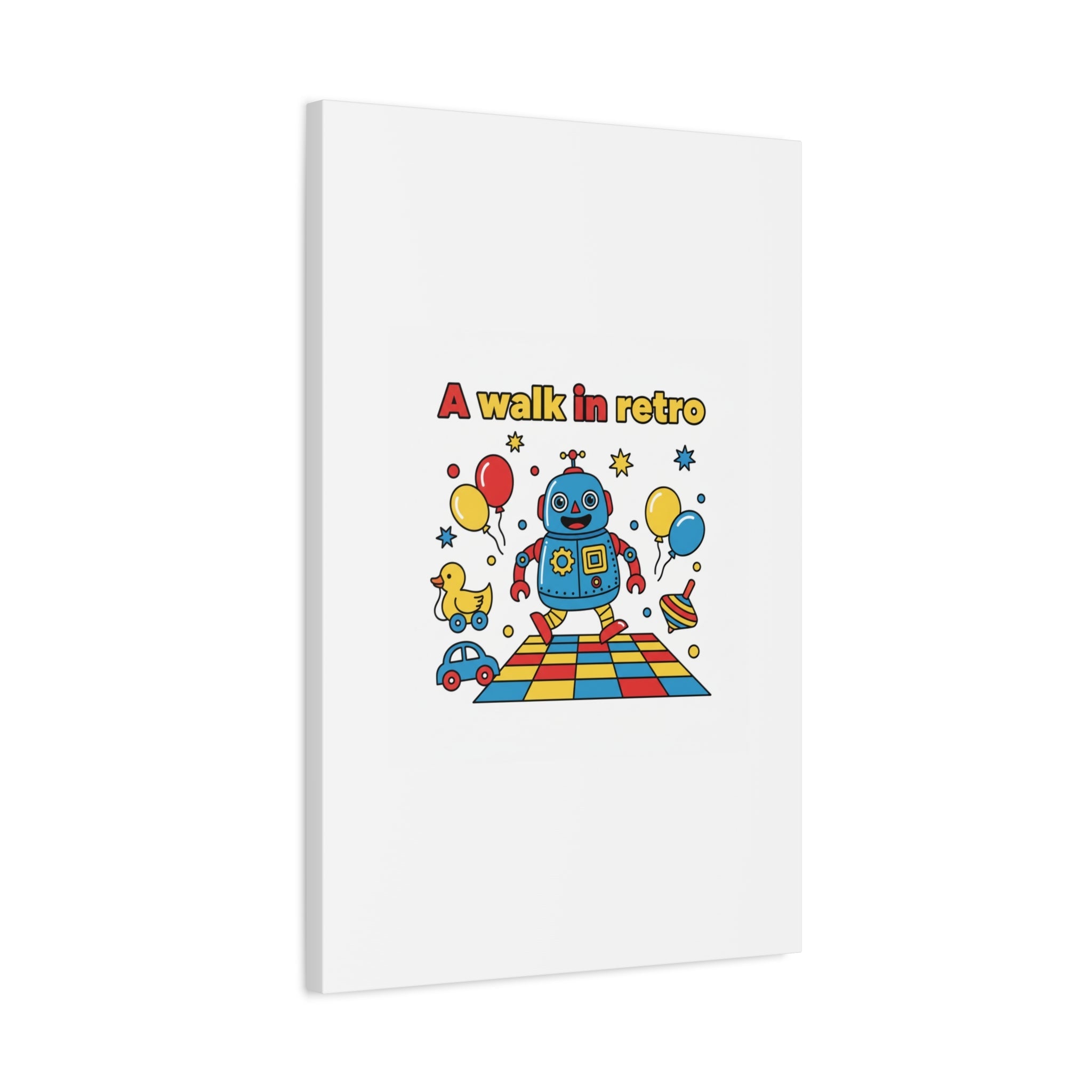 Retro Toy Robot Canvas | Throwback Kid, Primary Color Nostalgia