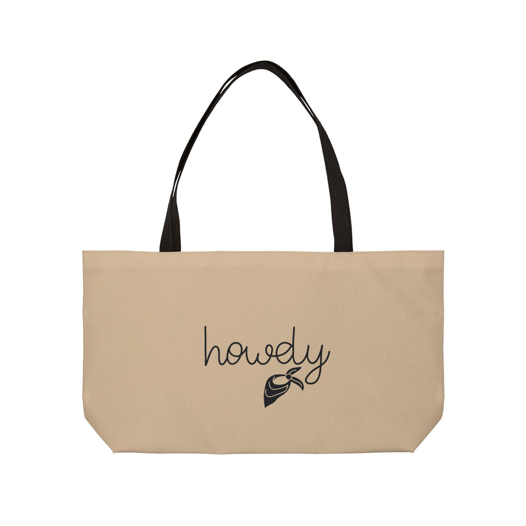 Cowgirl Weekender Tote Bag — "Howdy",  PASTEL GREY