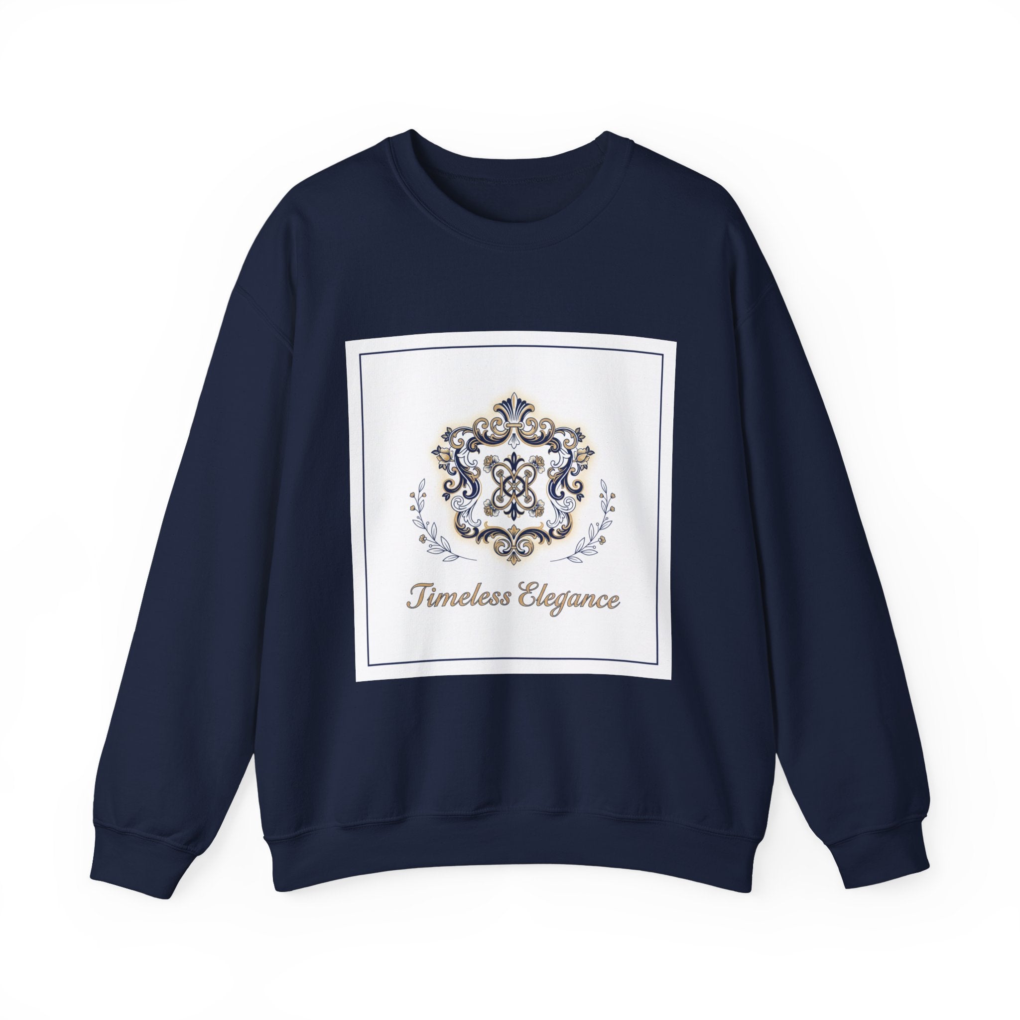 Ornate Pin Emblem Crewneck Sweatshirt | brooch graphic, baroque print