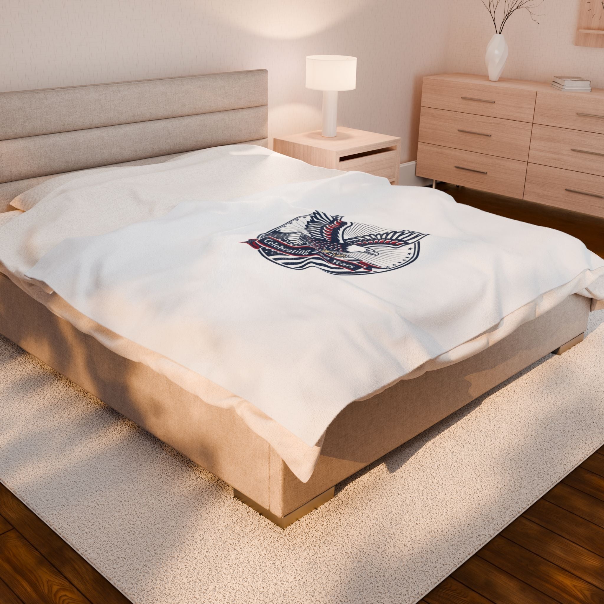 Semiquincentennial Eagle Emblem Velveteen Plush Blanket | 1776–2026 Patriotic Memorial