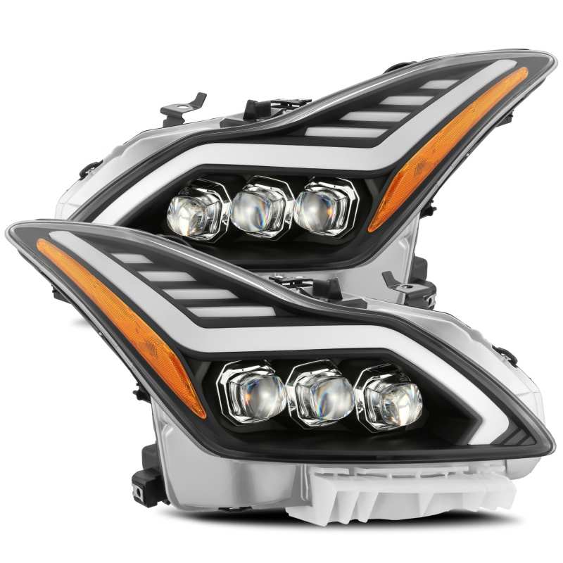 AlphaRex 08-13 Infiniti G37 Coupe SD NOVA LED Proj Headlights Plank Gloss Blk w/Activ Light/Seq Sig 881985 *Discontinued