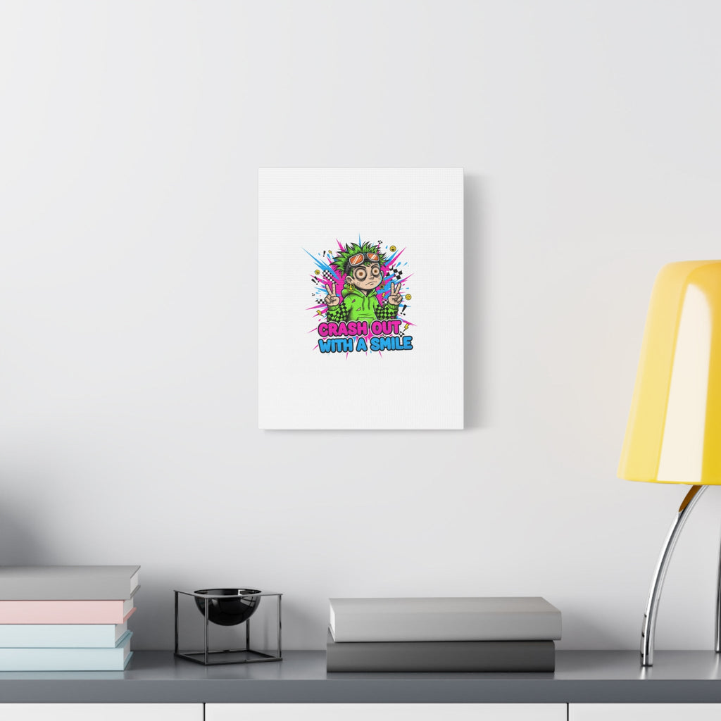 Crash Out With a Smile Canvas Print | Neon Skate Graffiti, Meme Meltdown Art