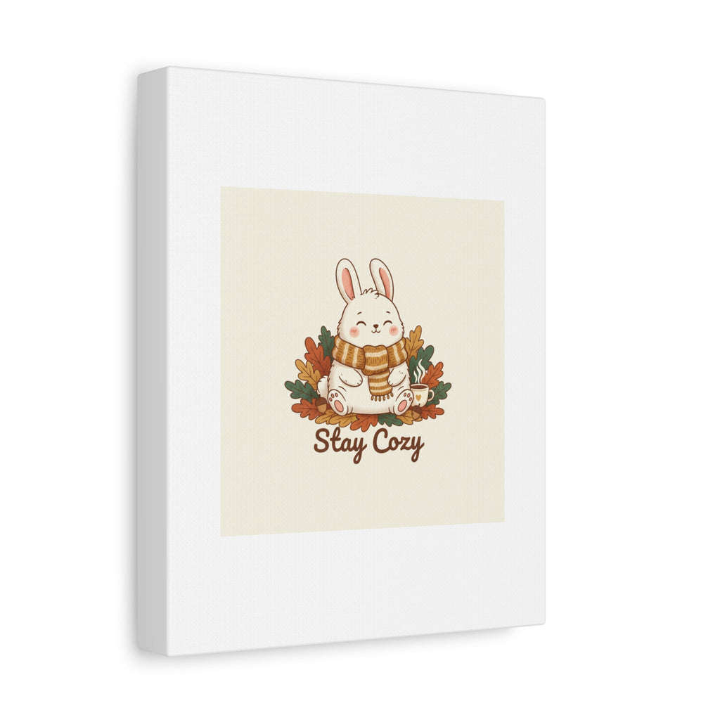 Cozy Bunny Illustration Canvas | Cute Critter Winter Forest Art