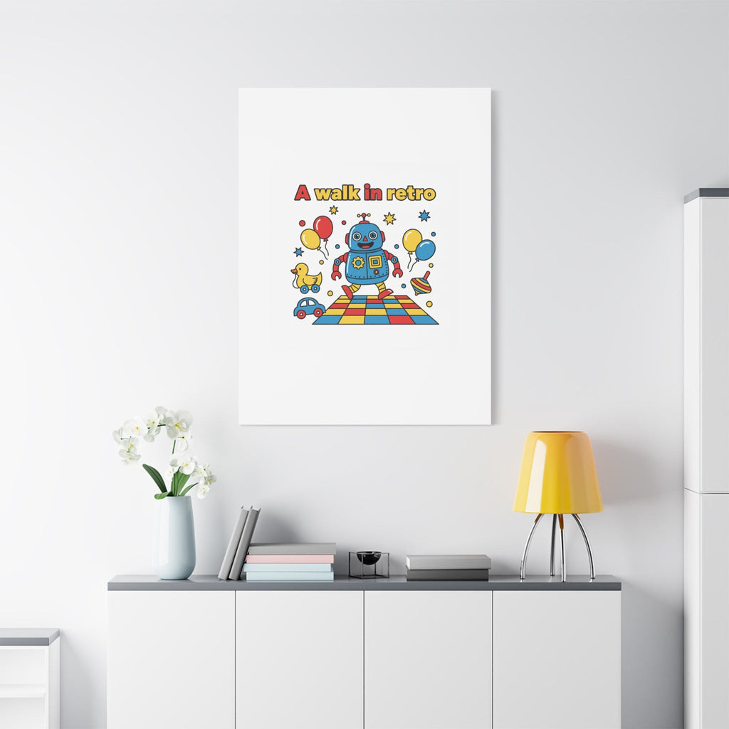 Retro Toy Robot Canvas | Throwback Kid, Primary Color Nostalgia
