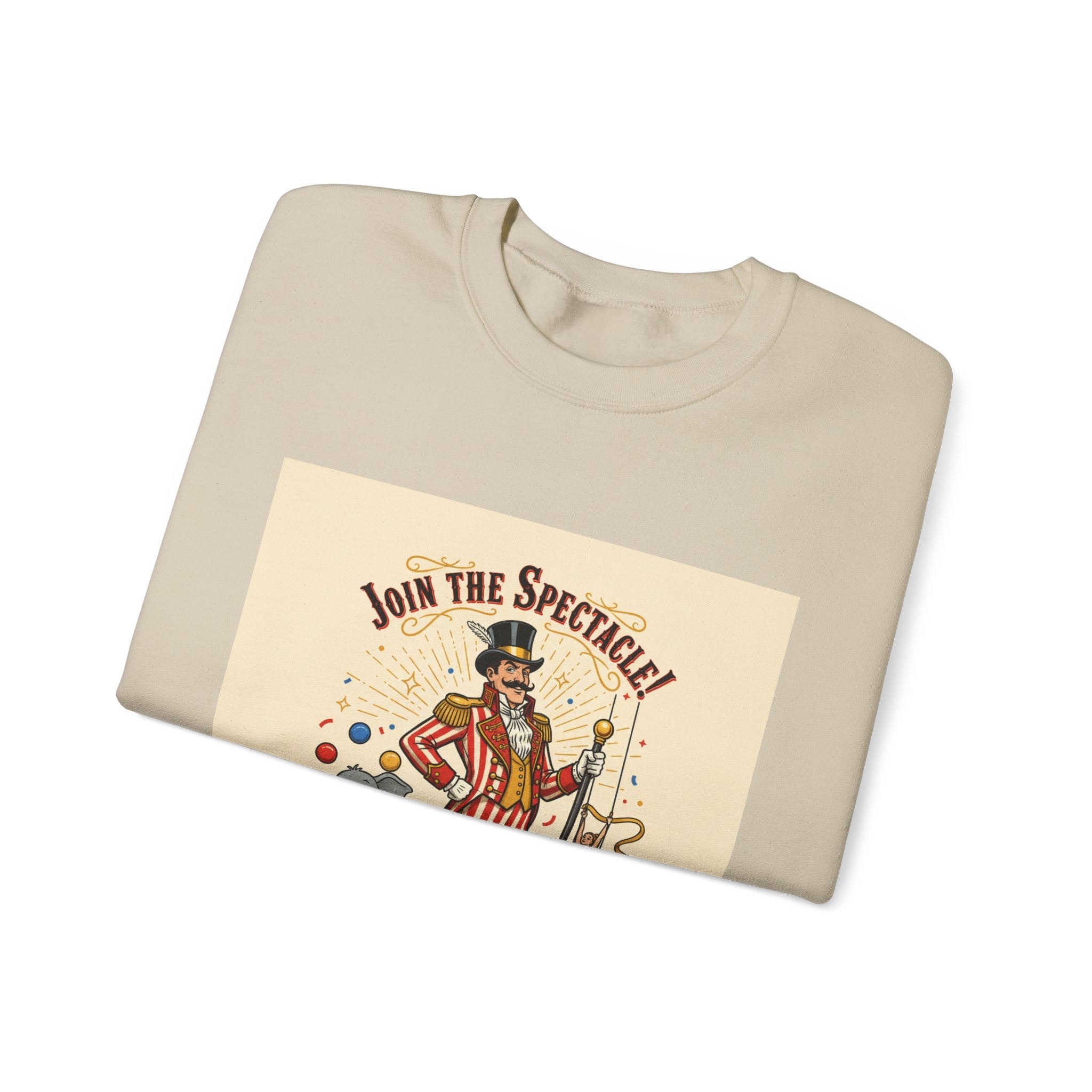 Join the Spectacle Circus Art Print Crewneck Sweatshirt | Vintage Carnival Design, Camp Circus Aesthetic