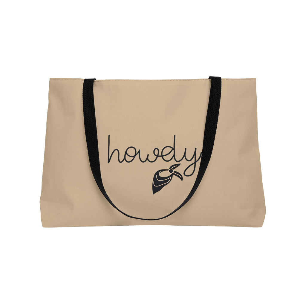 Cowgirl Weekender Tote Bag — "Howdy",  PASTEL GREY