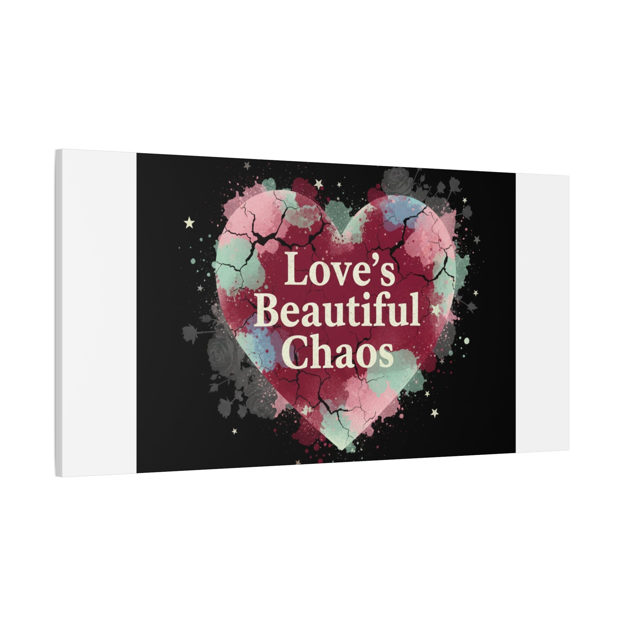 Love's Beautiful Chaos Canvas Print | Soft Grunge Hearts, Distressed Heart Art