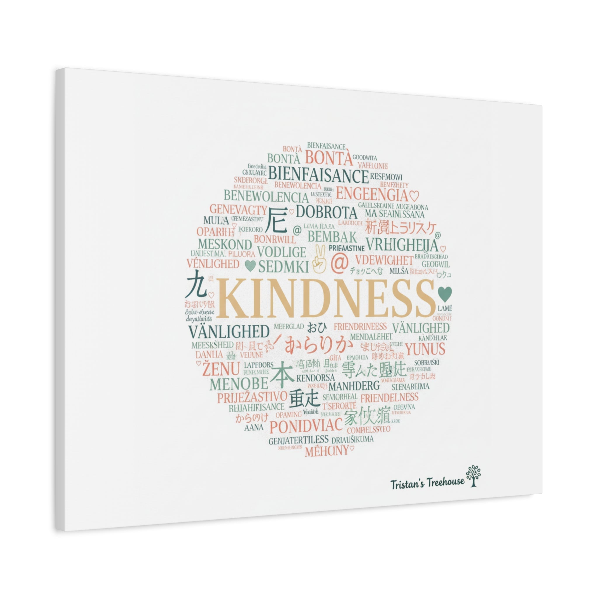 Kindness Word Cloud Canvas | Fresh Start Minimalist Wall Art
