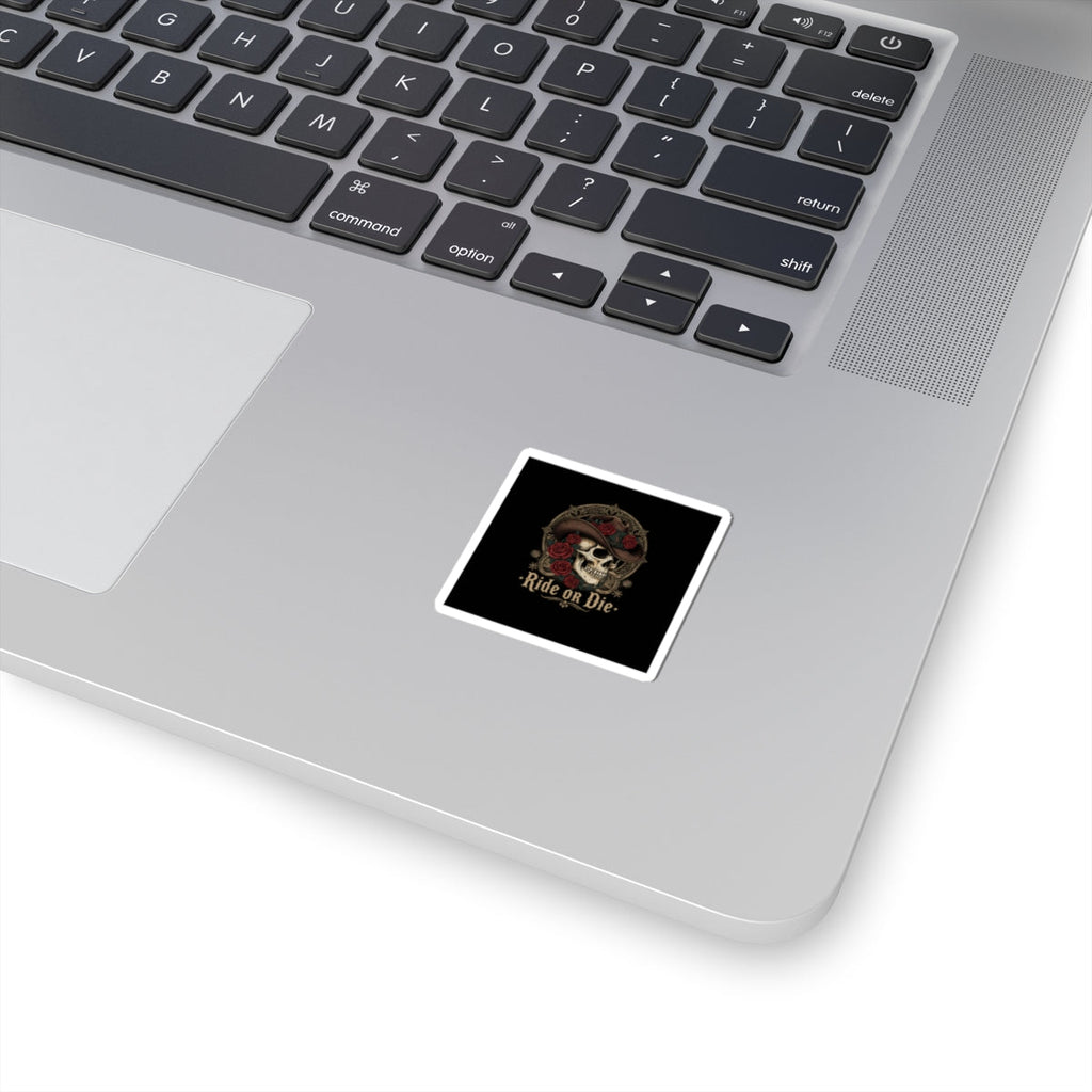 Western skull art Kiss-Cut Sticker | gothic Americana, desert noir