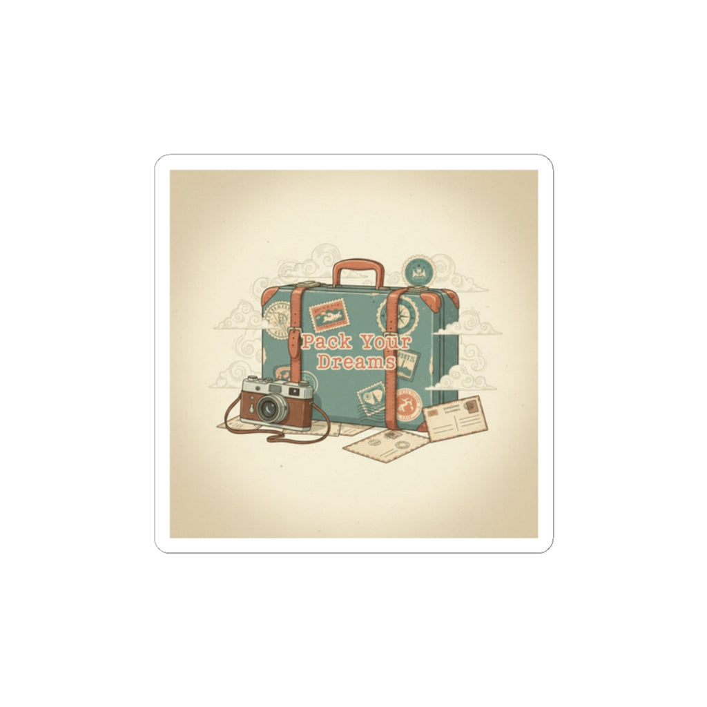 Pack Your Dreams suitcase sticker | retro travel stamp, postcard vintage