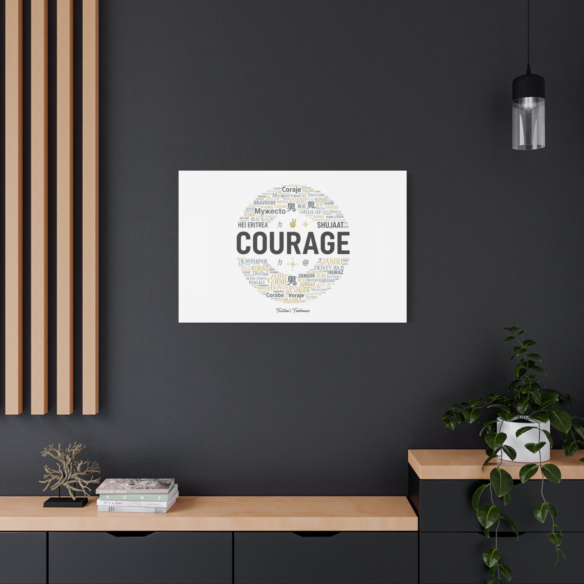Courage Word Cloud Canvas | Fresh-Start Minimalism art print