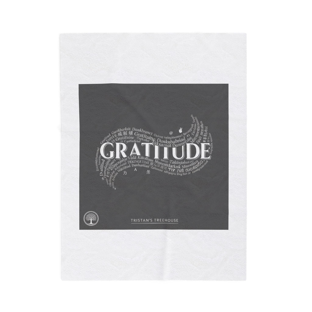 Gratitude Typography Velveteen Plush Blanket | pastel tiny treats, cozy micro-indulgence