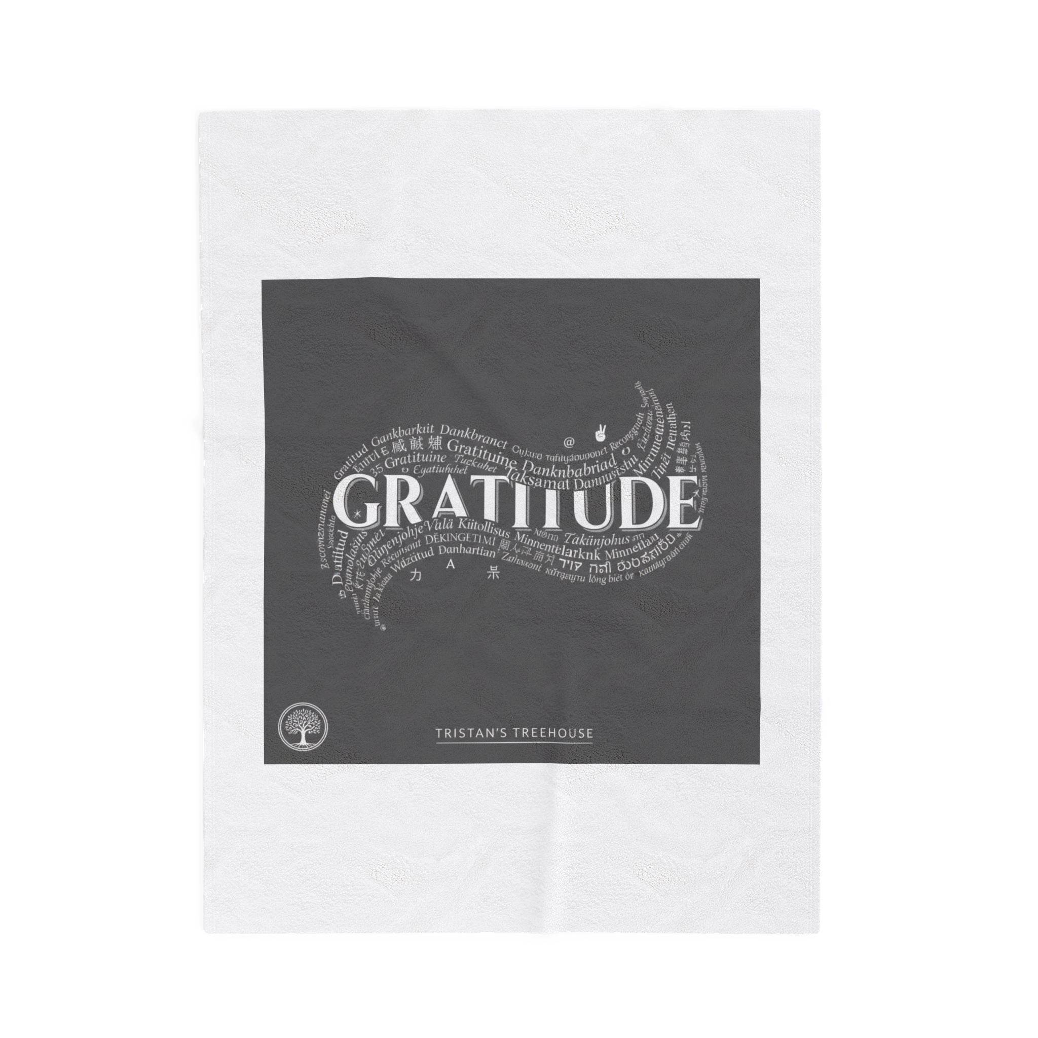 Gratitude Typography Velveteen Plush Blanket | pastel tiny treats, cozy micro-indulgence
