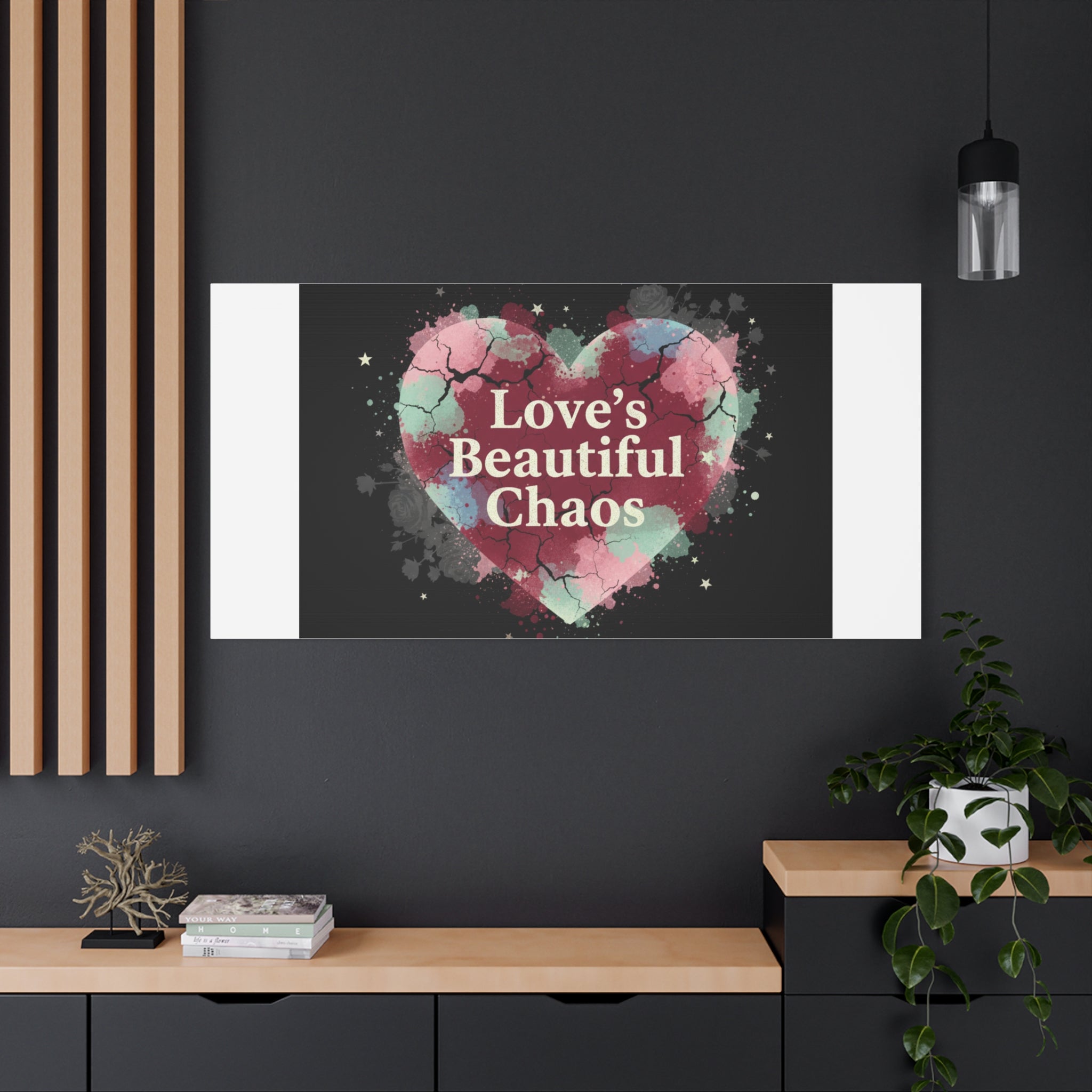 Love's Beautiful Chaos Canvas Print | Soft Grunge Hearts, Distressed Heart Art