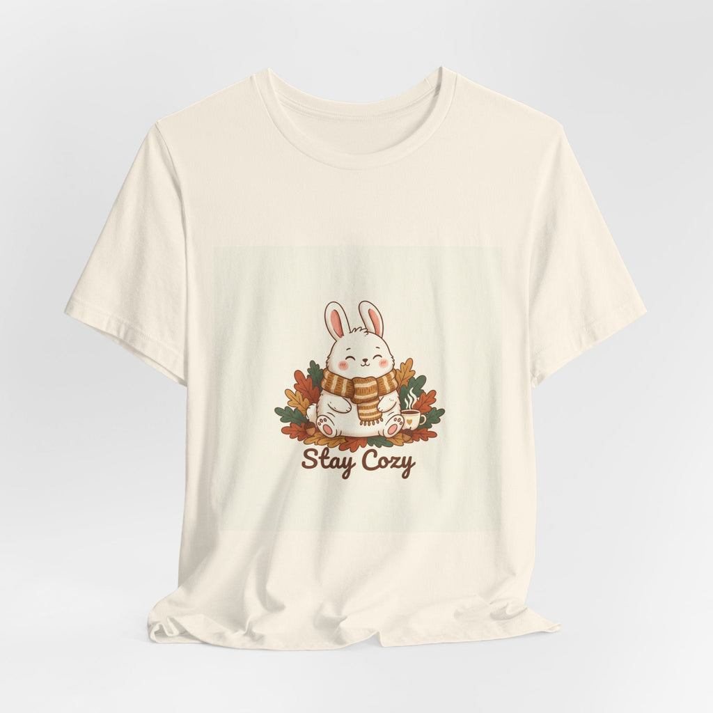 Stay Cozy Bunny T-Shirt | cute animal illustration, winter forest art