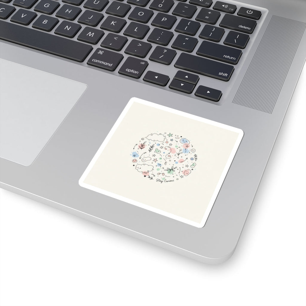 Hand-Drawn Doodle Circle Sticker | Minimal Line Sketch, Pastel Accents