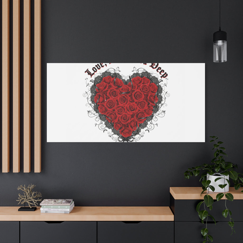 Love Dark and Deep Heart Canvas, Nu Romantic Gothic Romance, 80s Nostalgia
