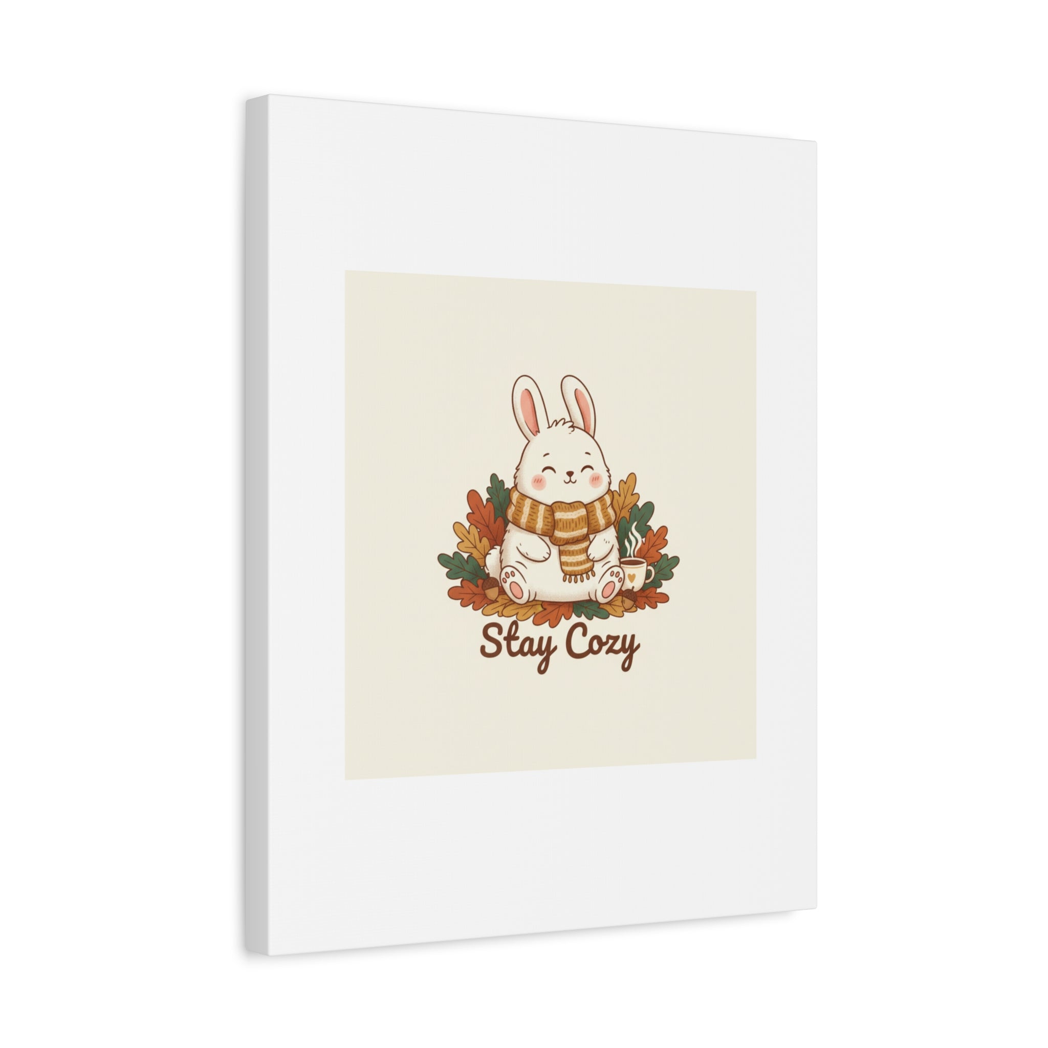 Cozy Bunny Illustration Canvas | Cute Critter Winter Forest Art