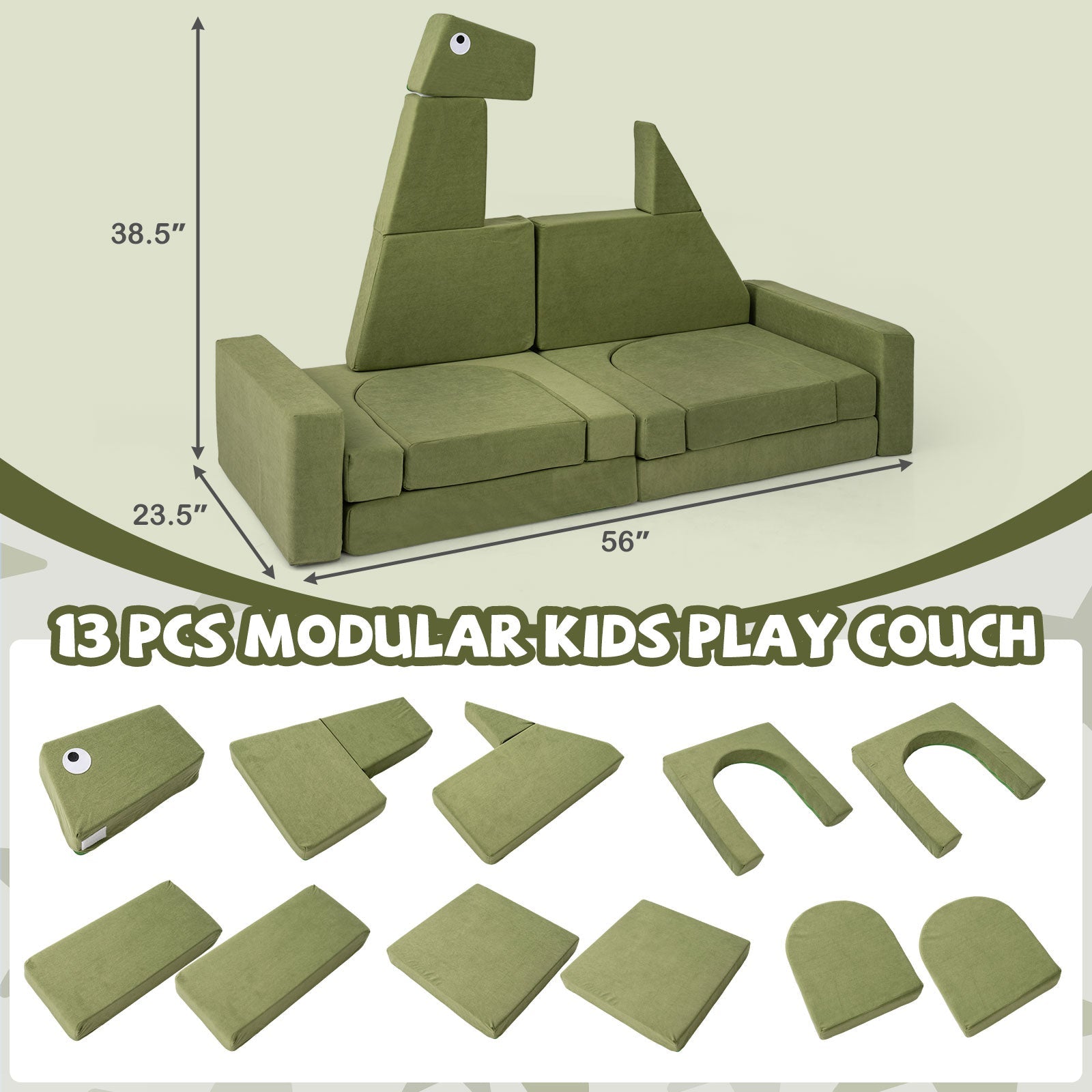 13 Pieces Modular Kids Play Couch for Inspiring Creativity