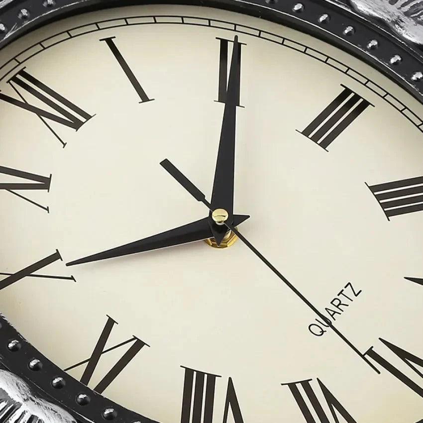 14" Vintage European Court elegance classical Style Wall Clock with Electroplated Black Gold/Silver & Roman Numerals for bedroom - PhishStones Products