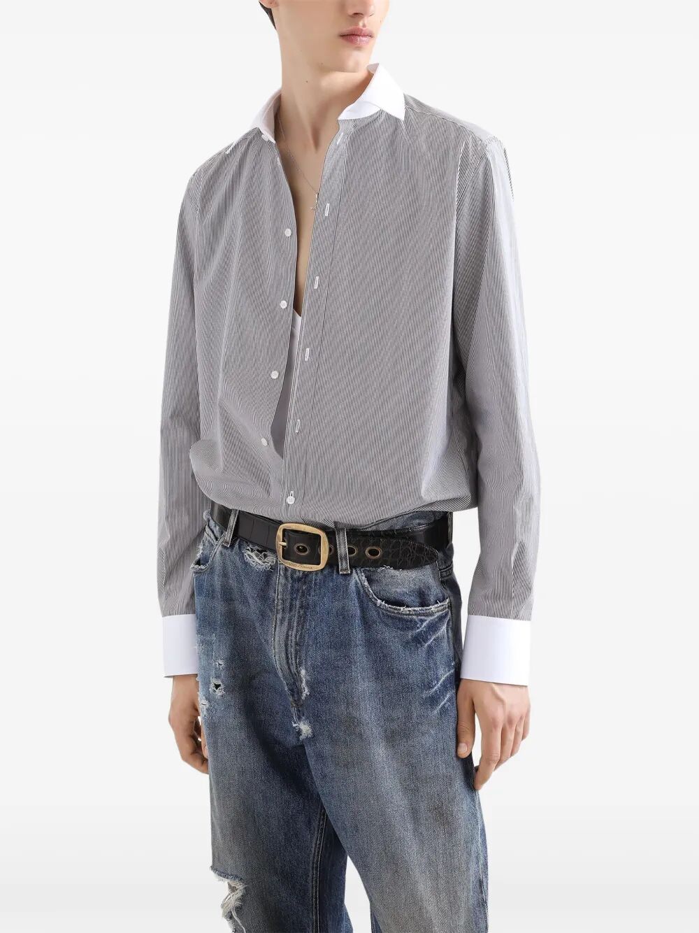 Dolce & Gabbana Men Striped Cotton Shirt