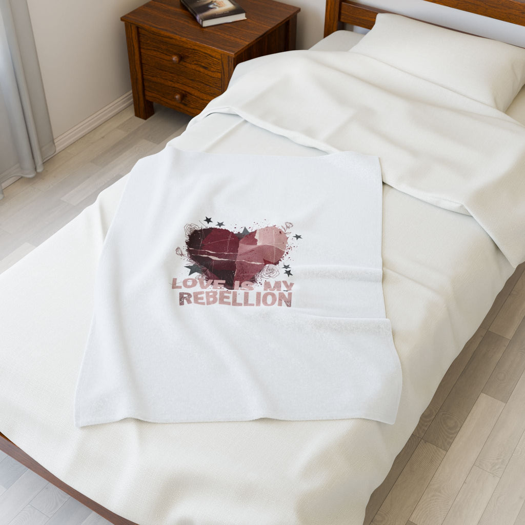 Love Is My Rebellion Velveteen Blanket | Soft Grunge Hearts, Distressed Heart Design