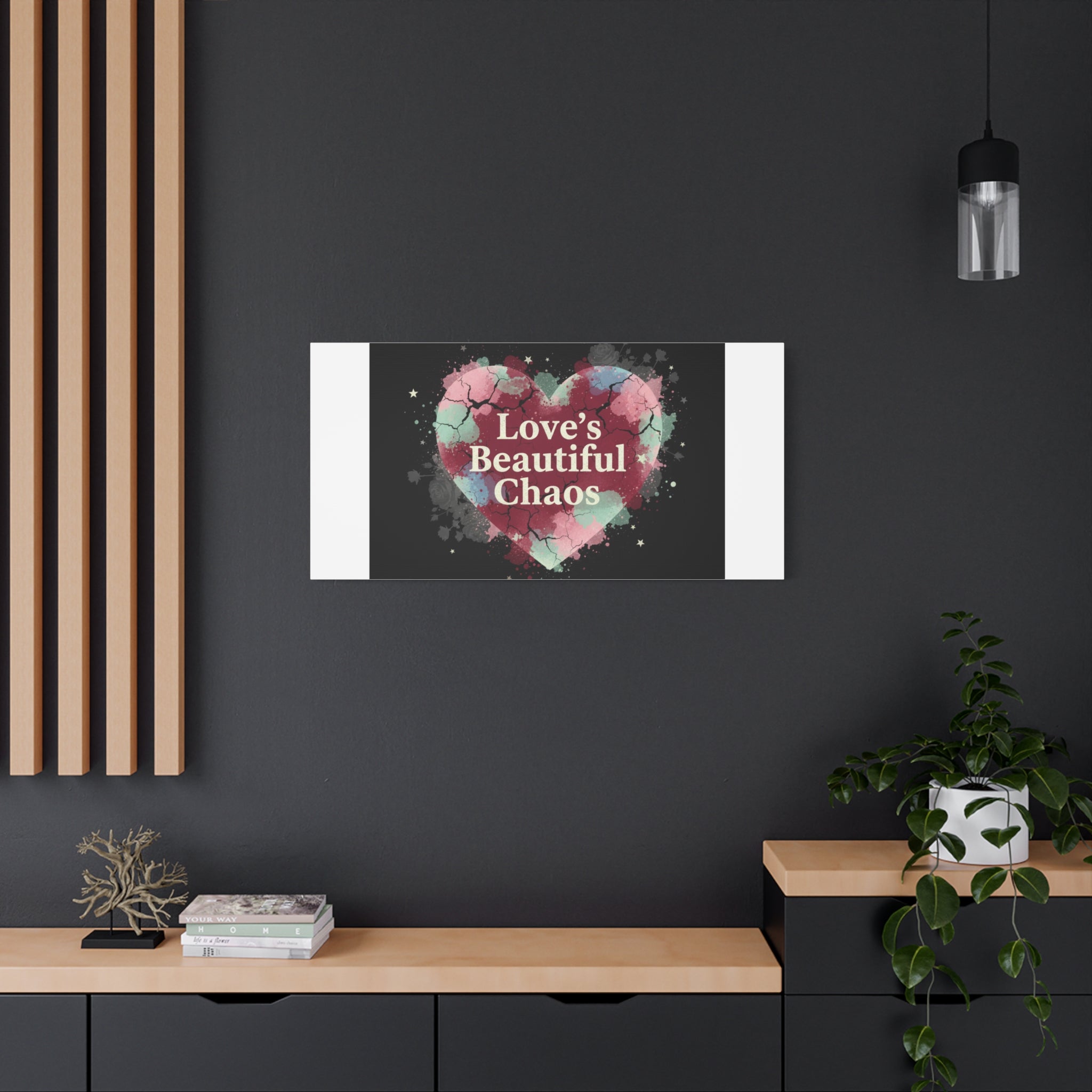 Love's Beautiful Chaos Canvas Print | Soft Grunge Hearts, Distressed Heart Art