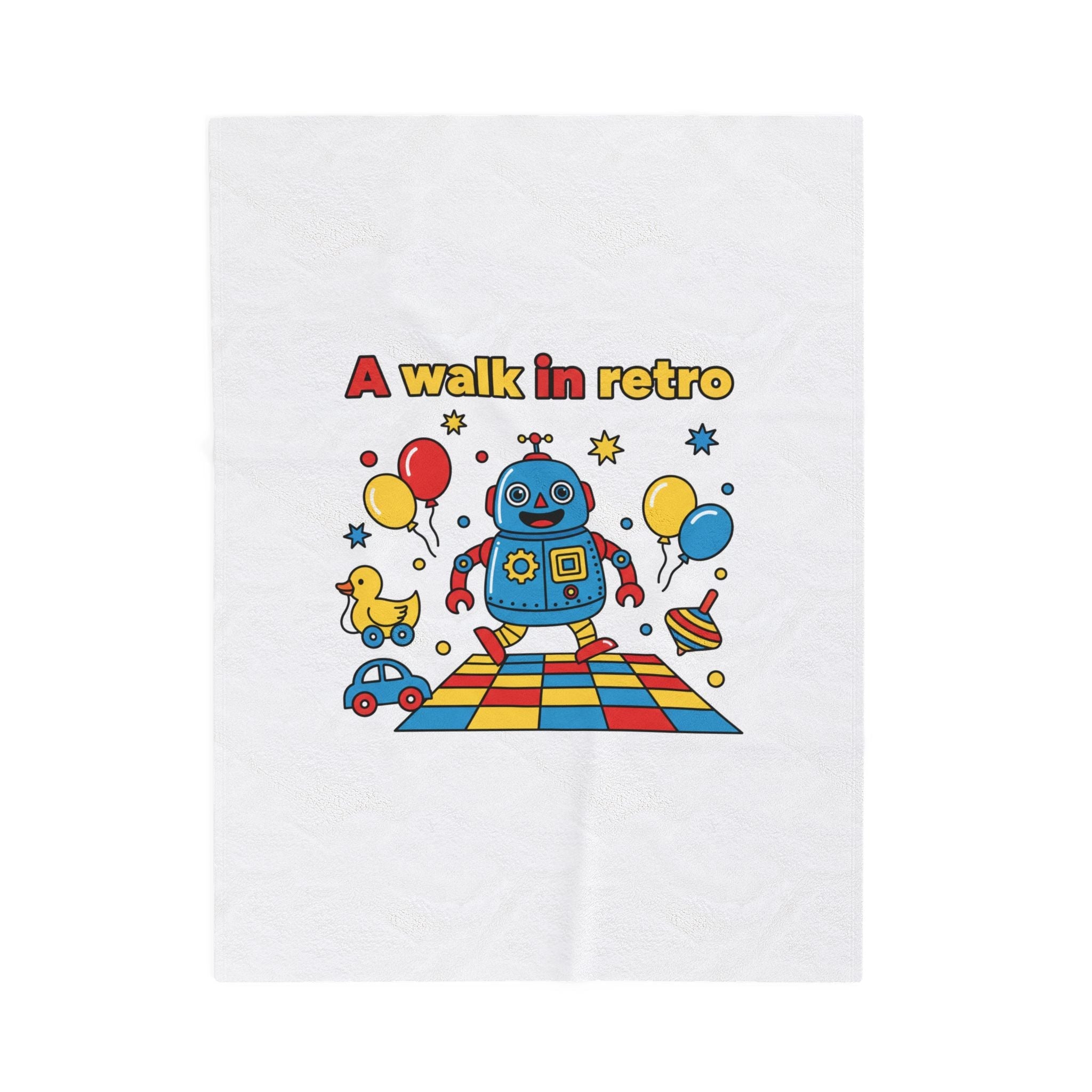 Retro Toy Robot Plush Blanket | Throwback Kid primary color nostalgia