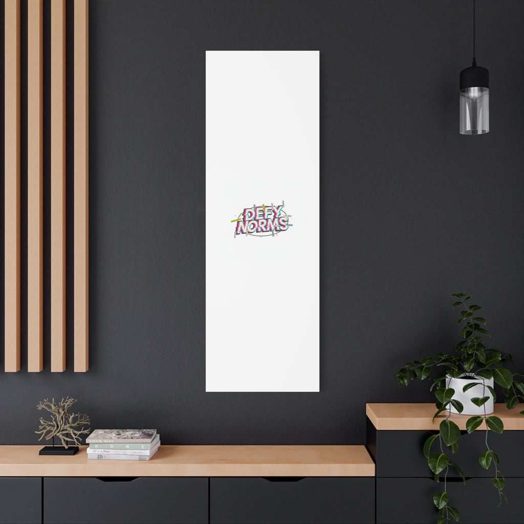 Defy Norms Canvas, Anti-Aesthetic Glitch Typography, Brutalist Poster Style