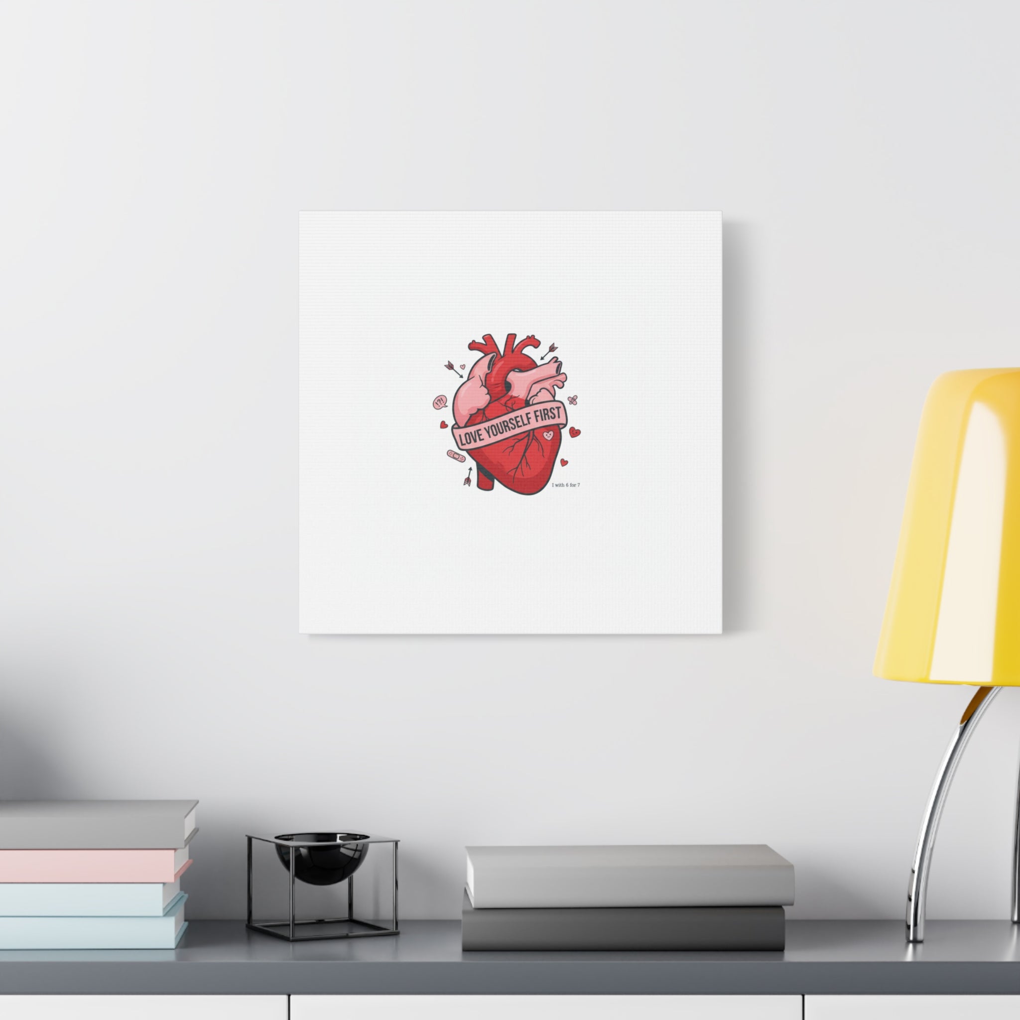 Love Yourself First Canvas, Hearts-with-a-Twist, Anti-Valentine Art