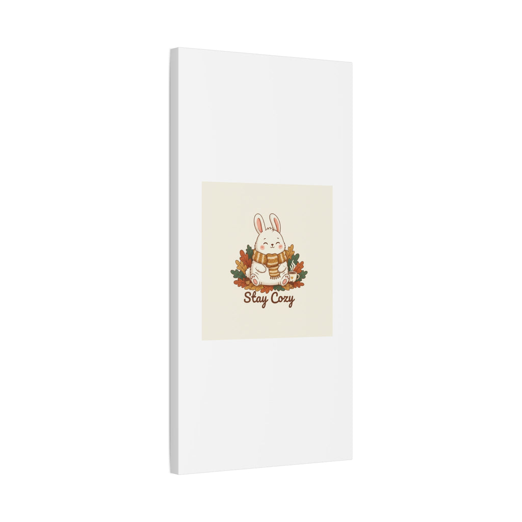 Cozy Bunny Illustration Canvas | Cute Critter Winter Forest Art