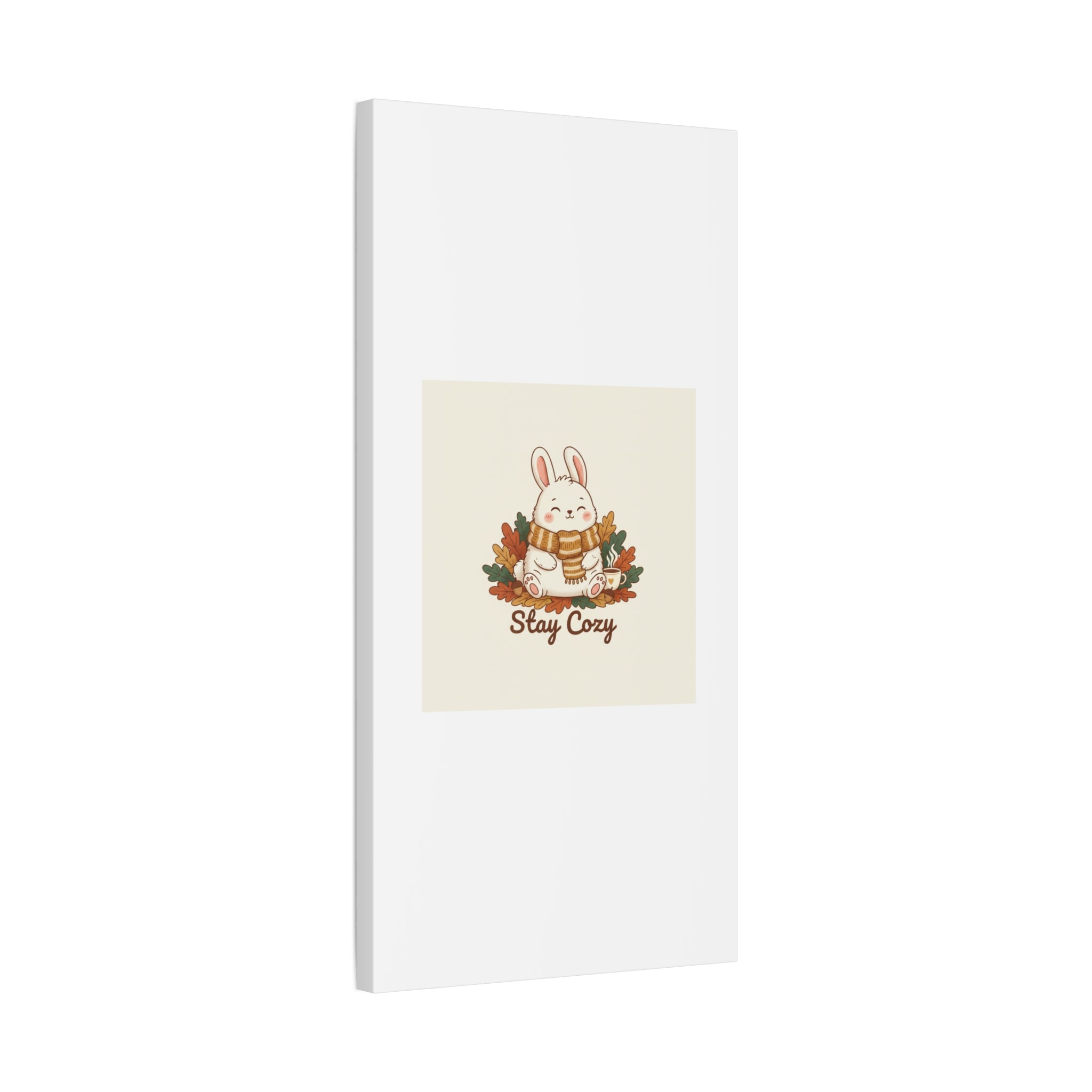 Cozy Bunny Illustration Canvas | Cute Critter Winter Forest Art