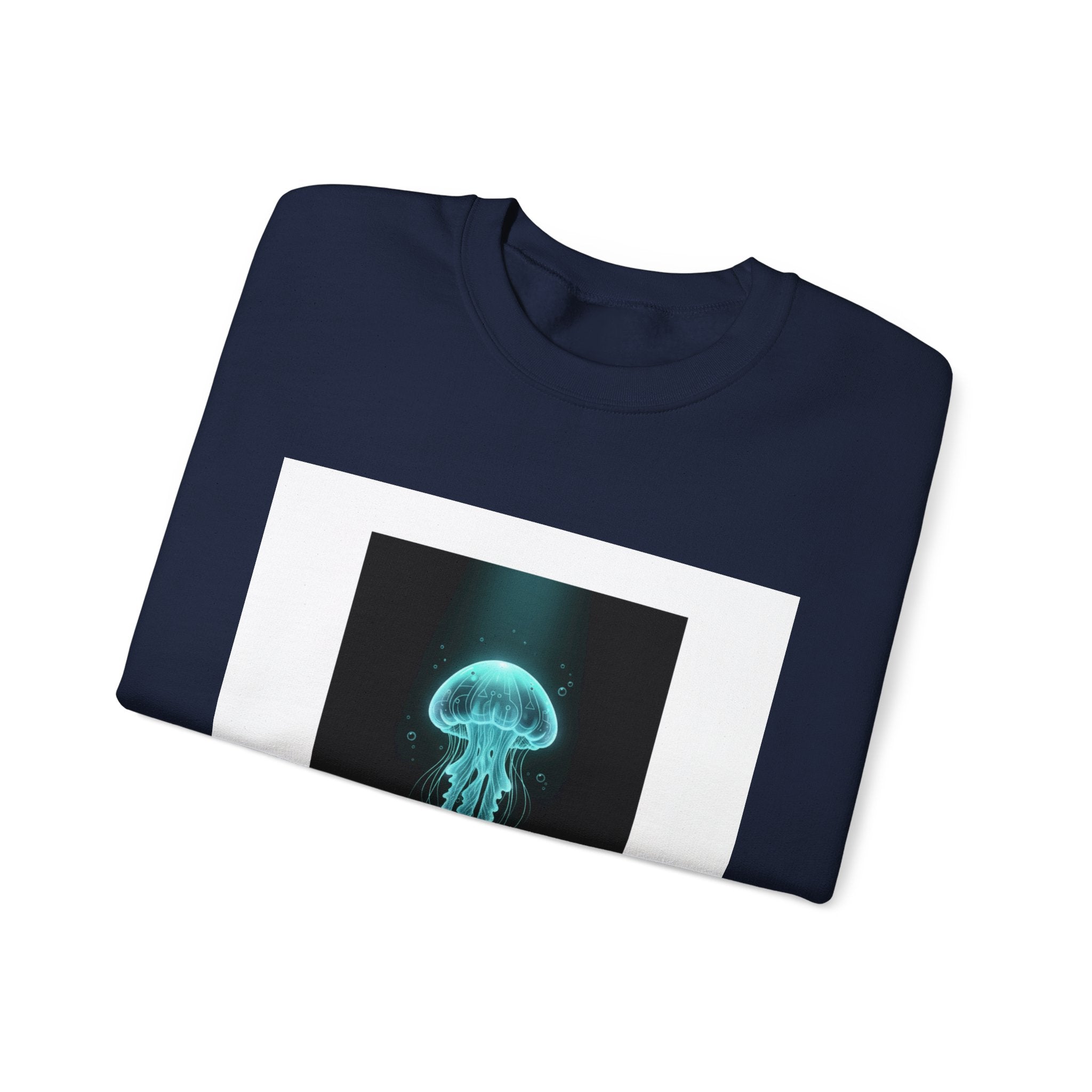 Bioluminescent Jellyfish Crewneck Sweatshirt | neon jelly print, deep-sea aesthetic