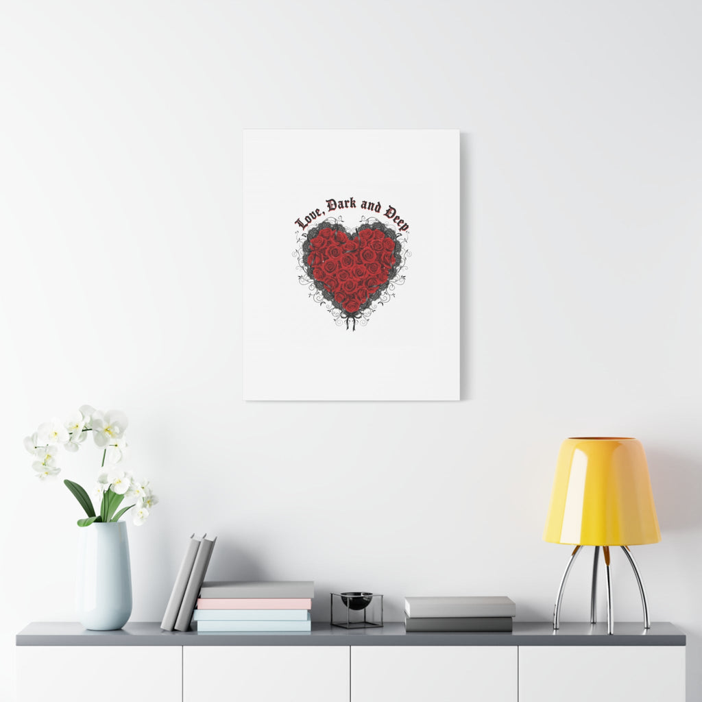 Love Dark and Deep Heart Canvas, Nu Romantic Gothic Romance, 80s Nostalgia