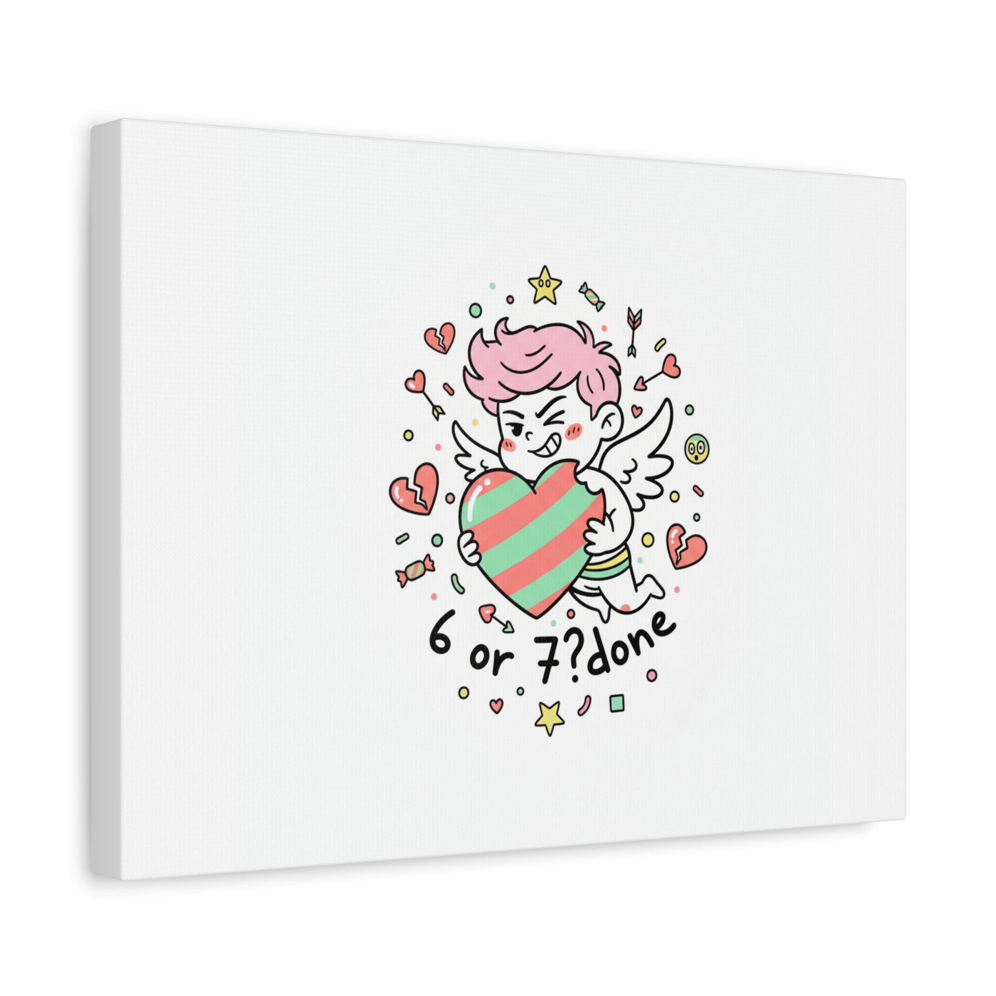 Weird Cupid heart illustration Canvas | Weird Valentine, quirky chaotic love